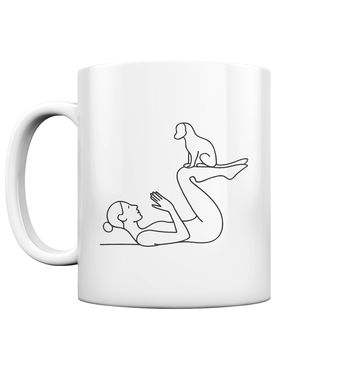 Yoga Frau mit Hund - Tasse glossy