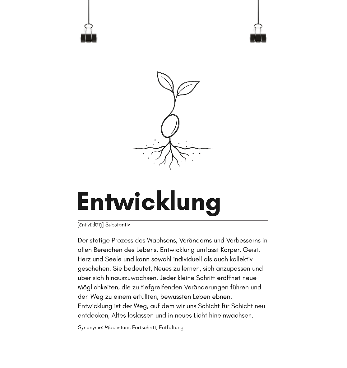 Entwicklung Definition Persönlichkeitsentwicklung Büro Motivation Wachstum Poster Motivation Selbstliebe - Poster Din A2 (hoch)