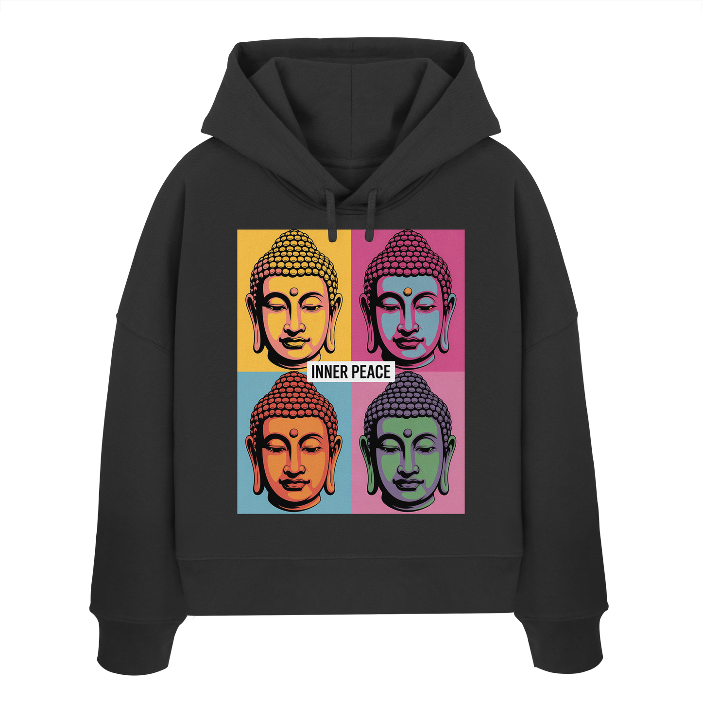 Inner Peace Pop Art Buddha - Womens Organic Boxcut Hoodie