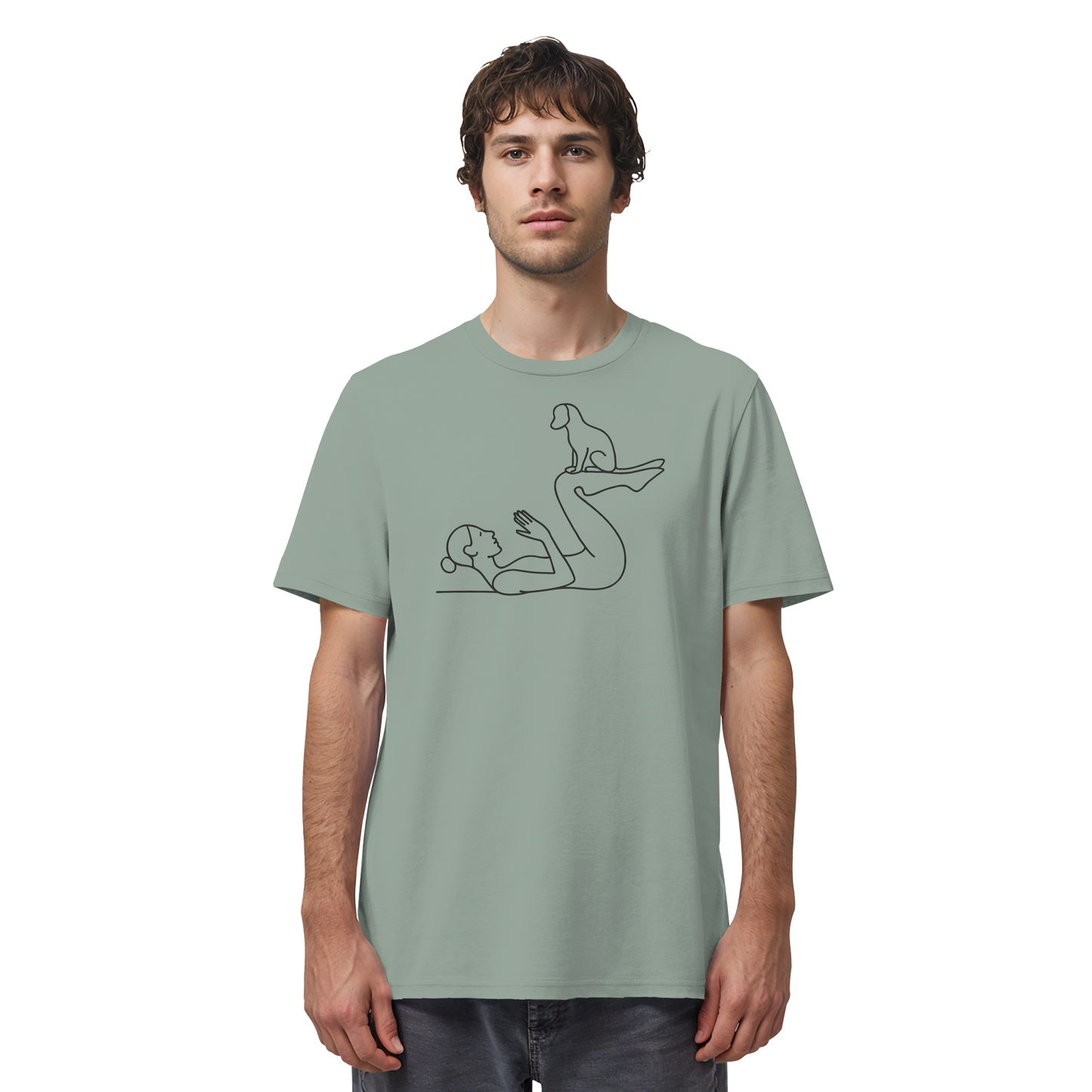 Yoga Frau mit Hund - Organic Shirt