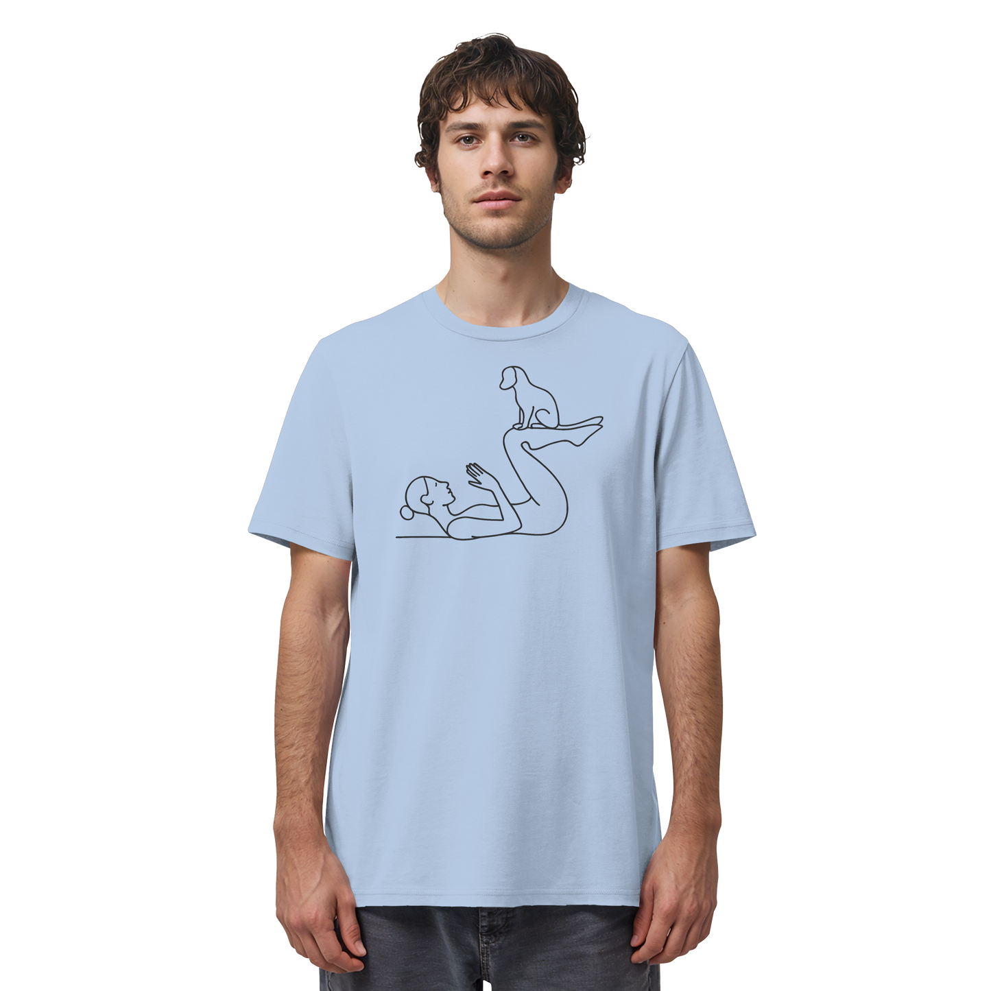 Yoga Frau mit Hund - Organic Shirt