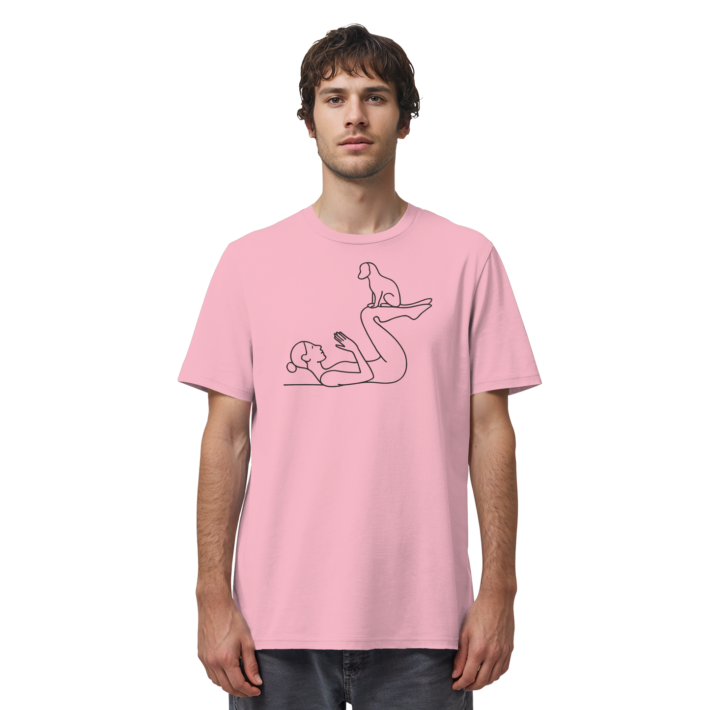 Yoga Frau mit Hund - Organic Shirt