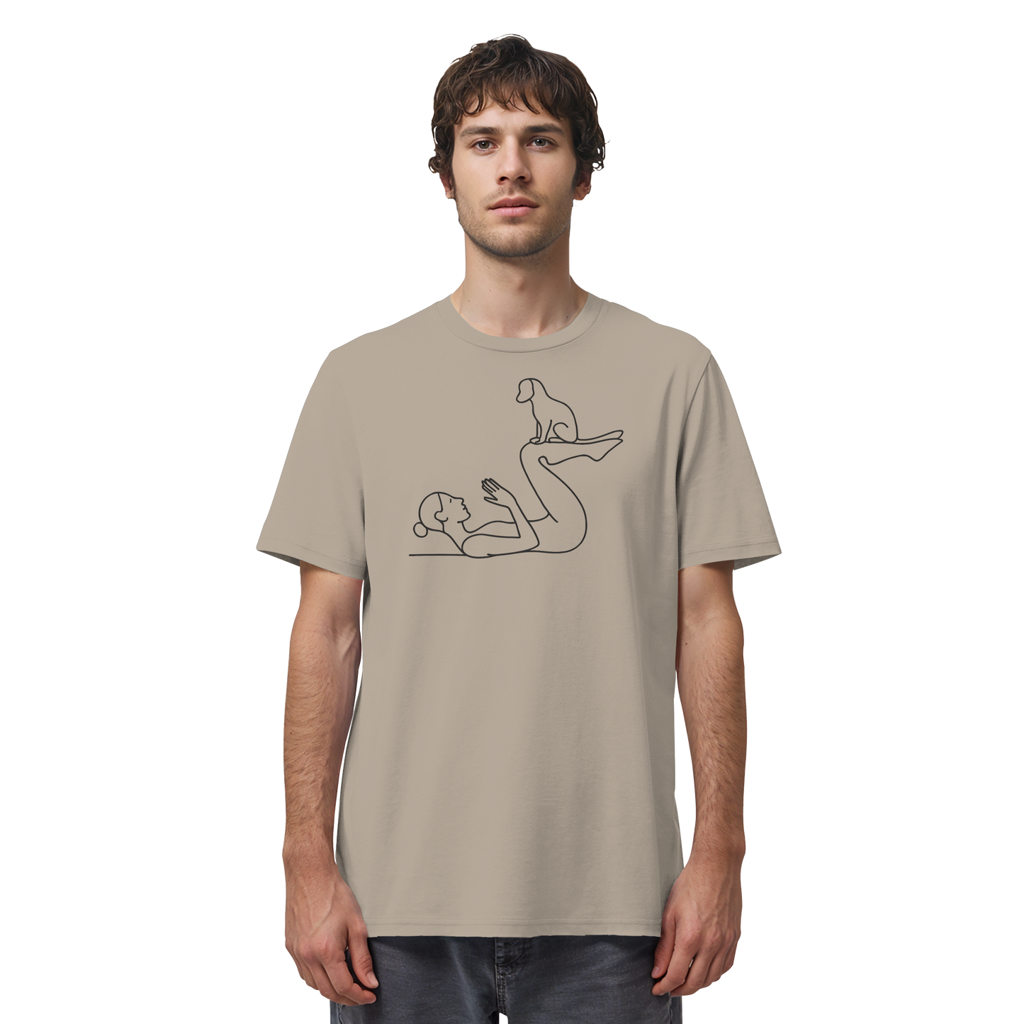 Yoga Frau mit Hund - Organic Shirt