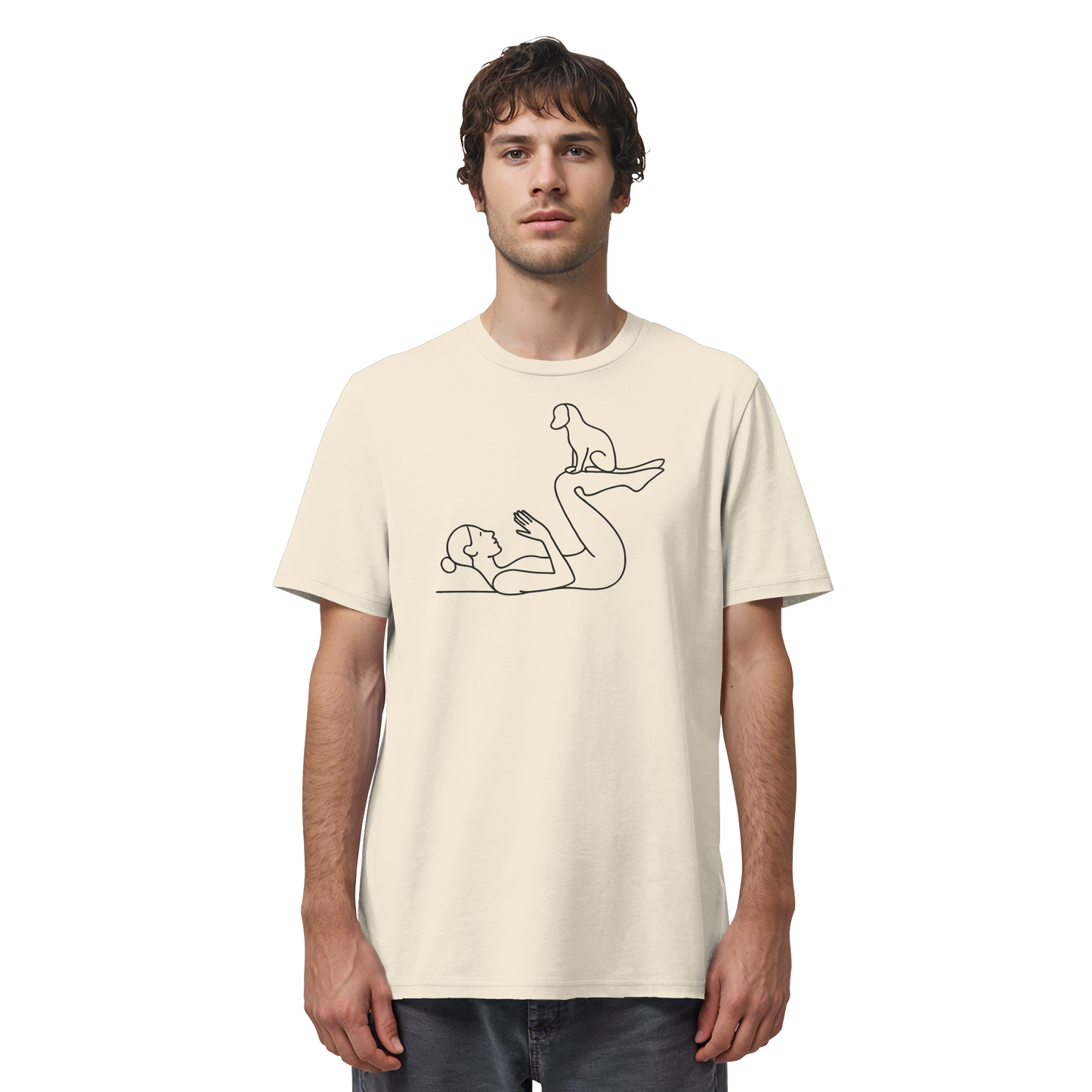 Yoga Frau mit Hund - Organic Shirt