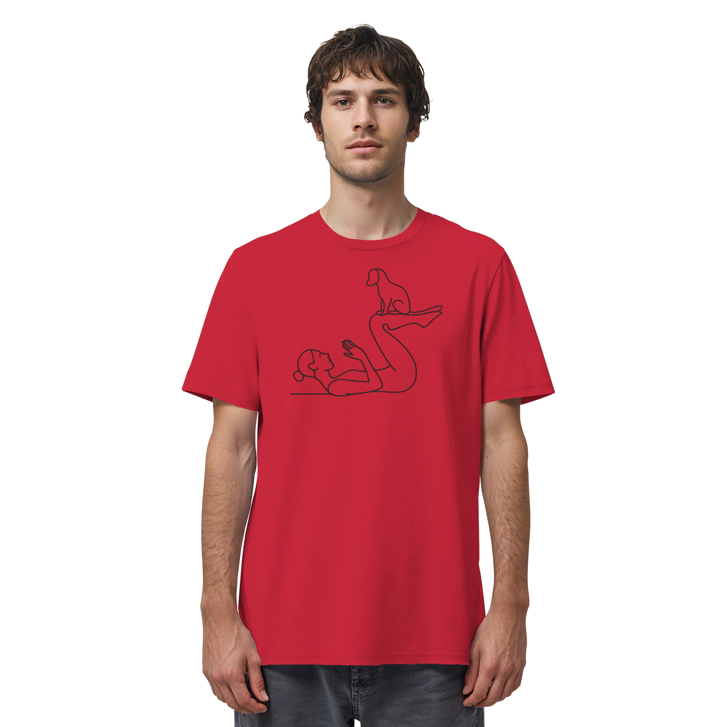 Yoga Frau mit Hund - Organic Shirt