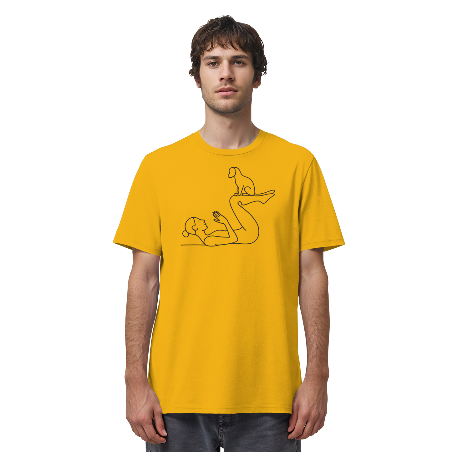 Yoga Frau mit Hund - Organic Shirt