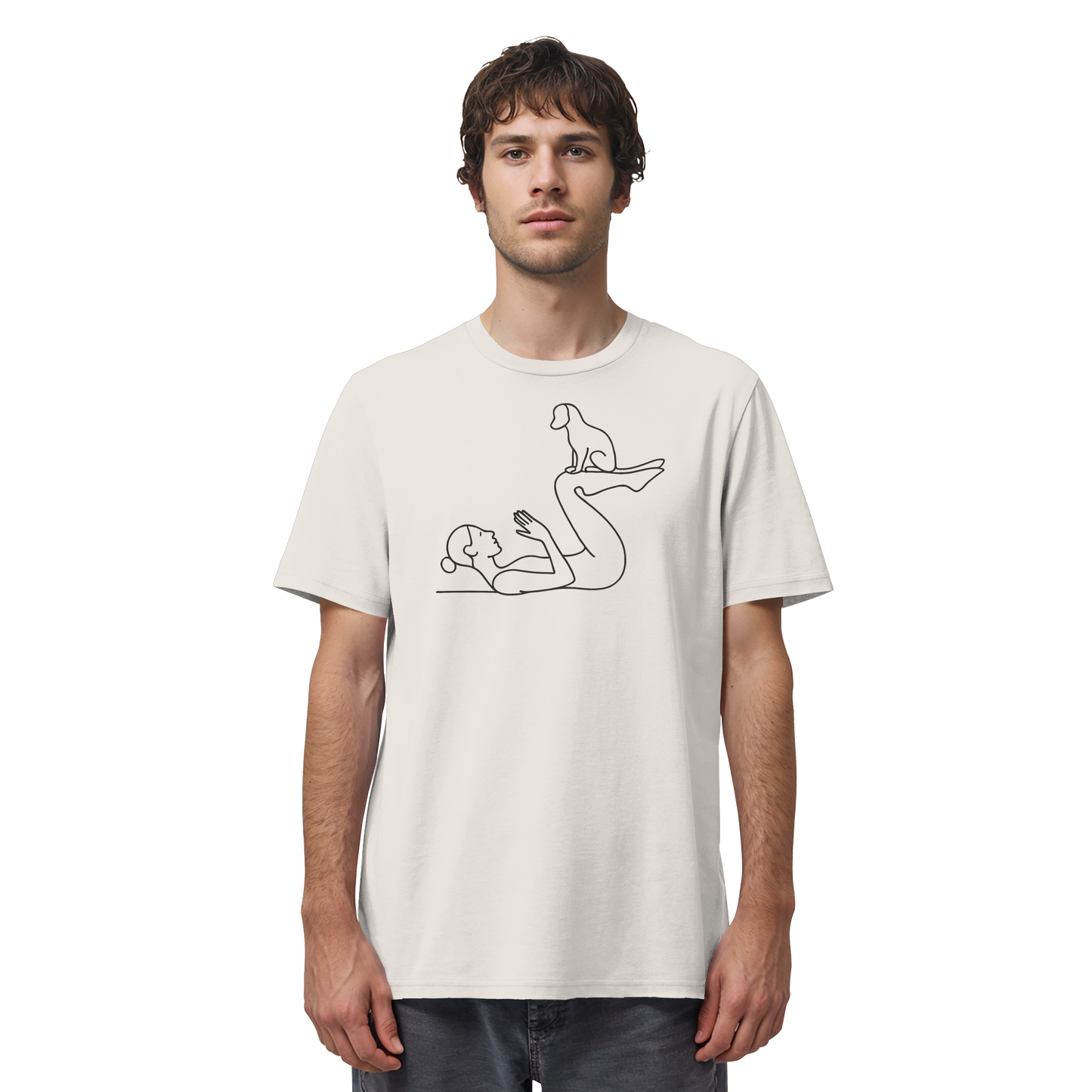 Yoga Frau mit Hund - Organic Shirt