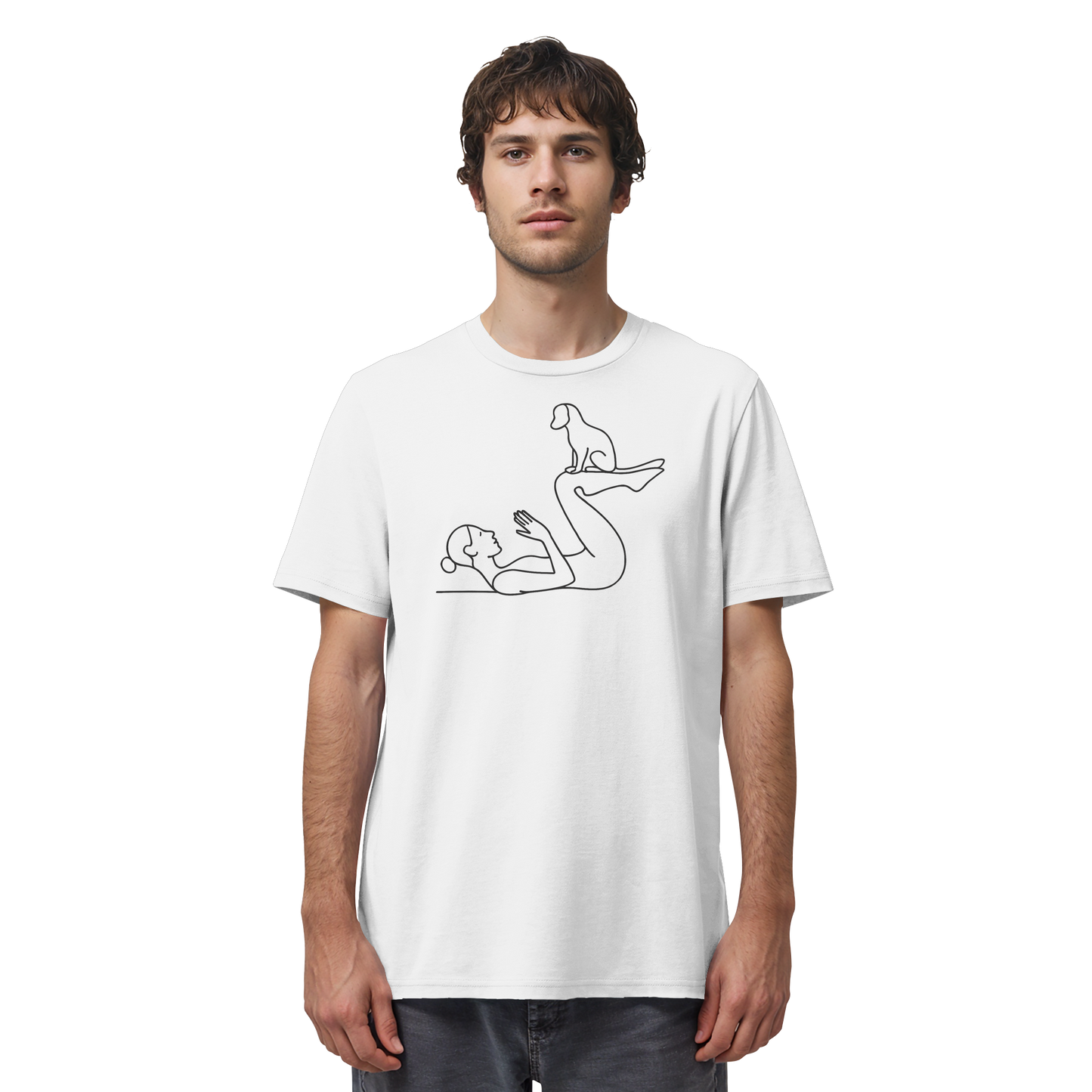Yoga Frau mit Hund - Organic Shirt
