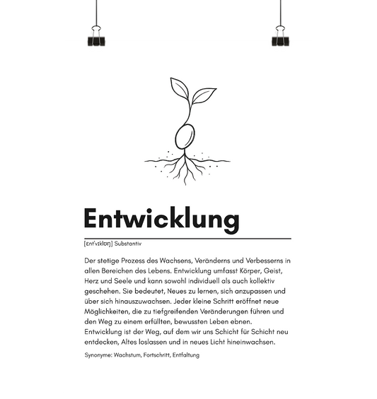 Entwicklung Definition Persönlichkeitsentwicklung Büro Motivation Wachstum Poster Motivation Selbstliebe  - Poster Din A2 (hoch)