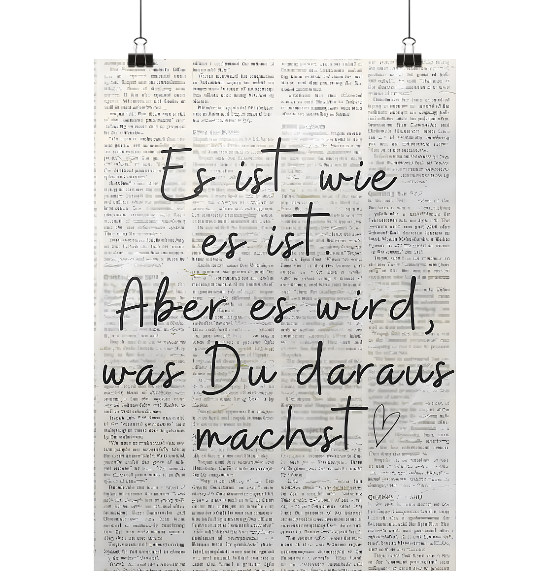 Poster "Es ist wie es ist. Aber es wird, was Du daraus machst" Poster zur Motivation Wohnzimmer, Küche, Schlafzimmer, Schöner Spruch Poster - Poster Din A2 (hoch)