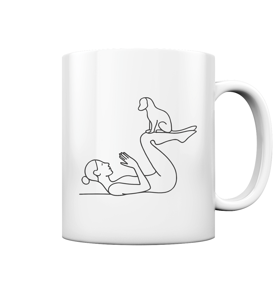 Yoga Frau mit Hund - Tasse glossy