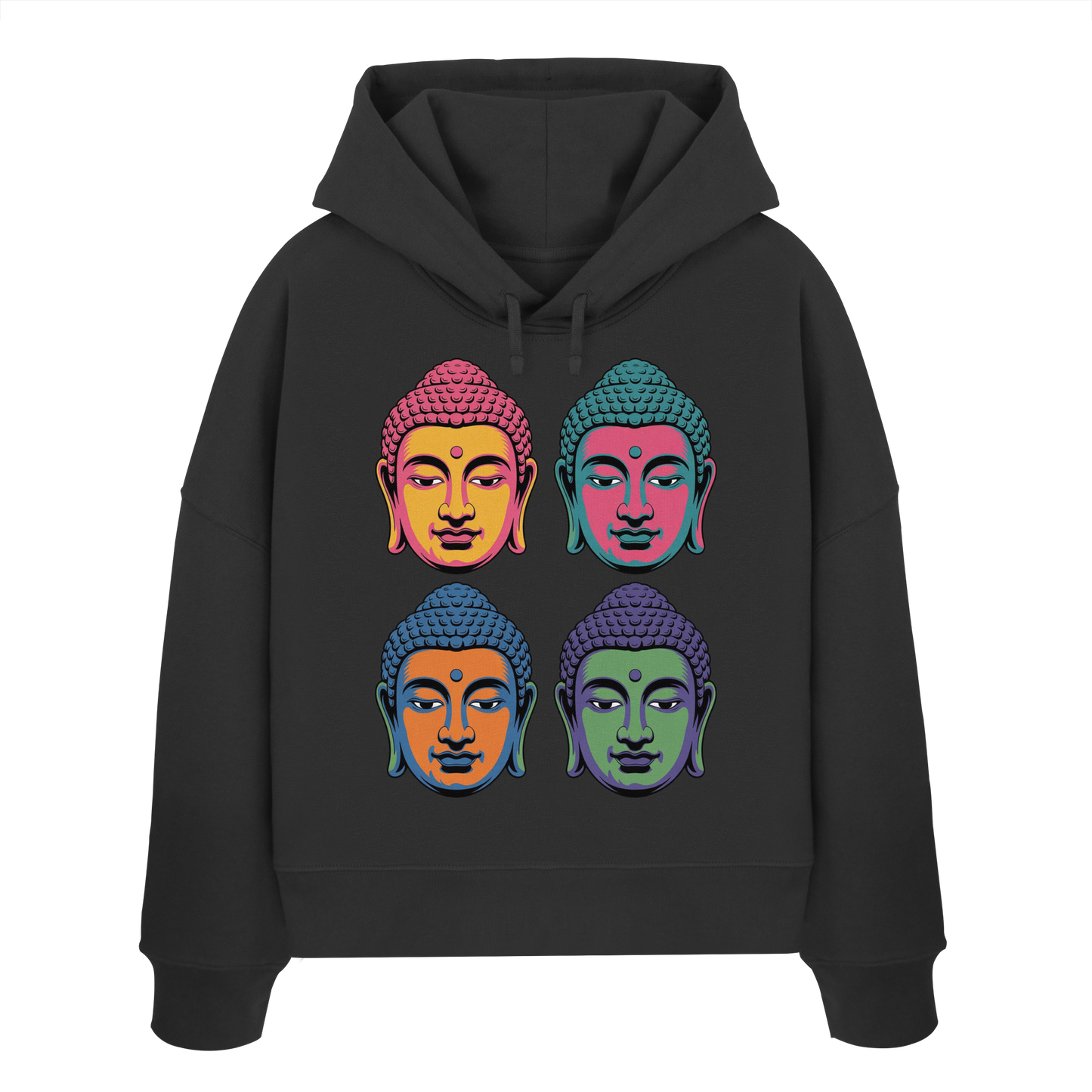 Buddha Köpfe Pop Art - Womens Organic Boxcut Hoodie