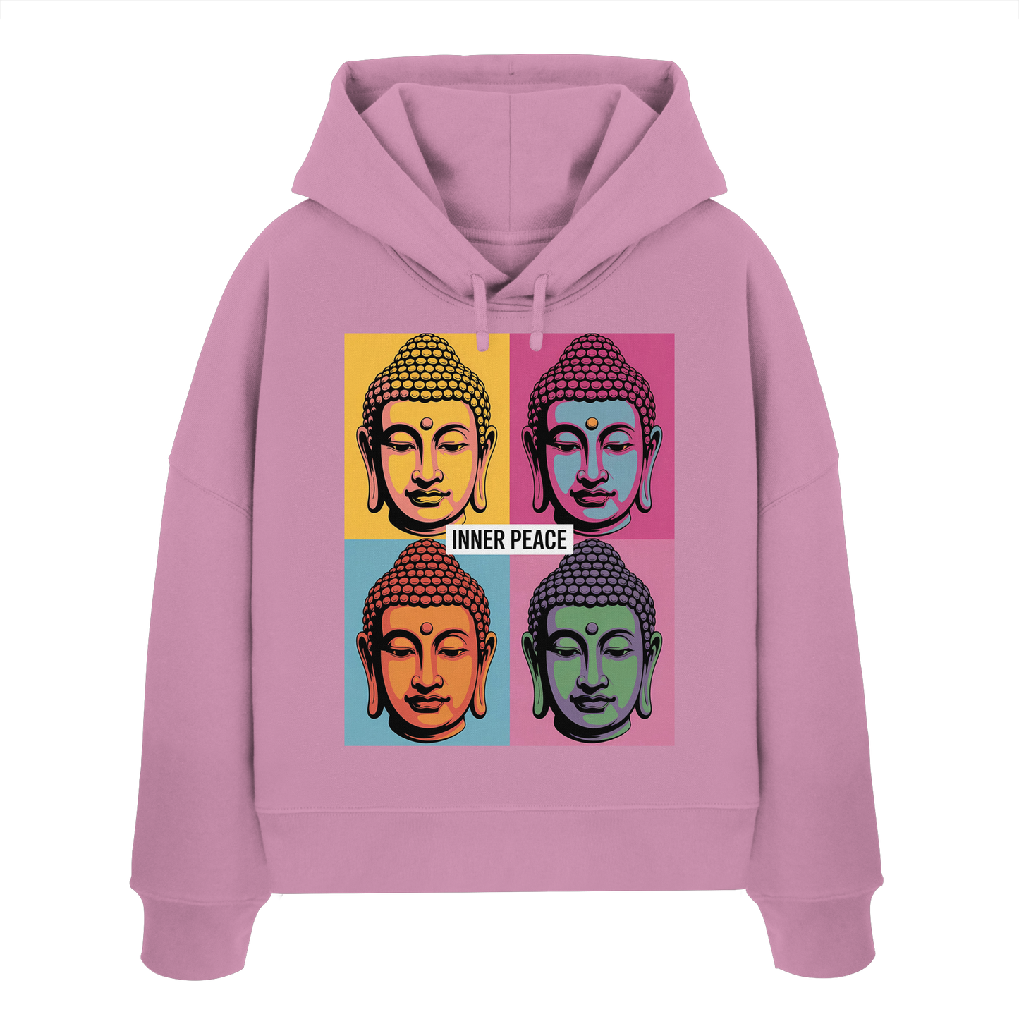 Inner Peace Pop Art Buddha - Womens Organic Boxcut Hoodie