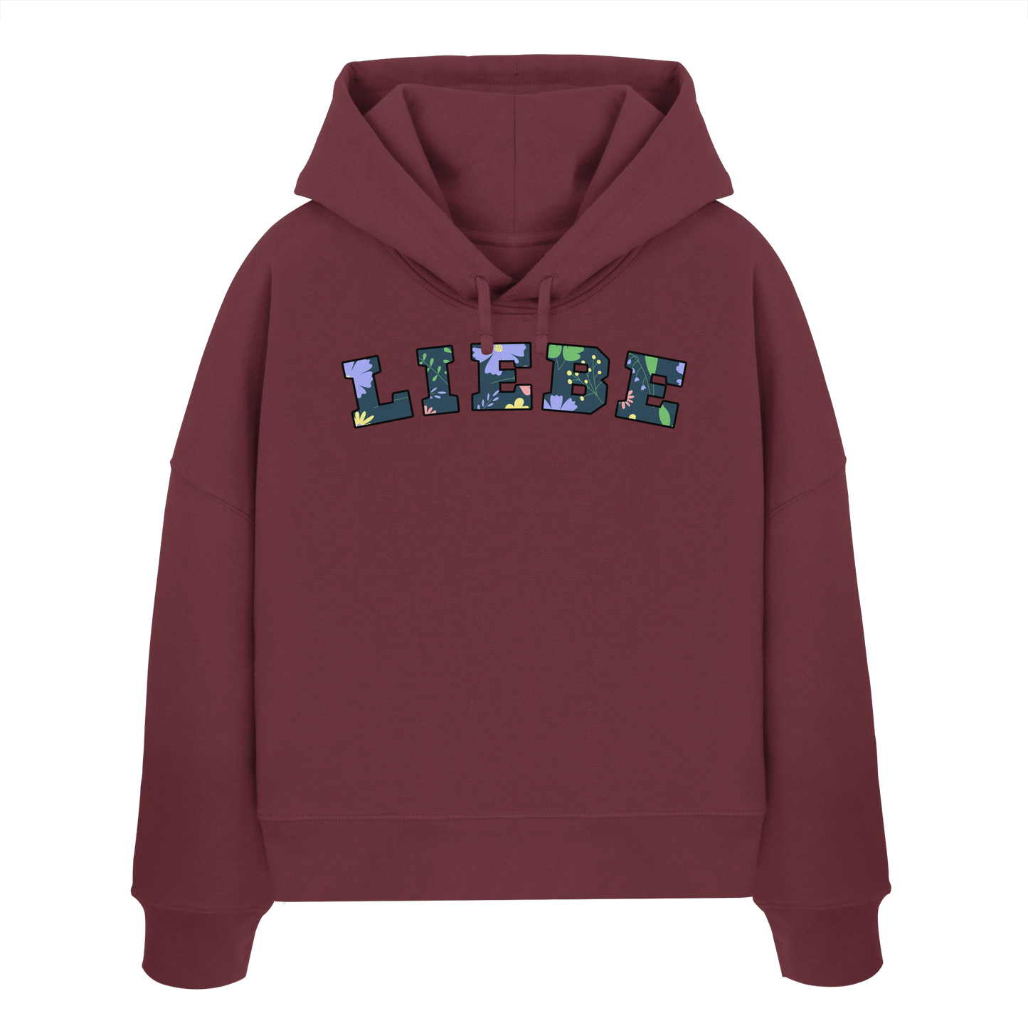Liebe Floral Pattern - Womens Organic Boxcut Hoodie