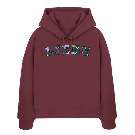 Liebe Floral Pattern - Womens Organic Boxcut Hoodie