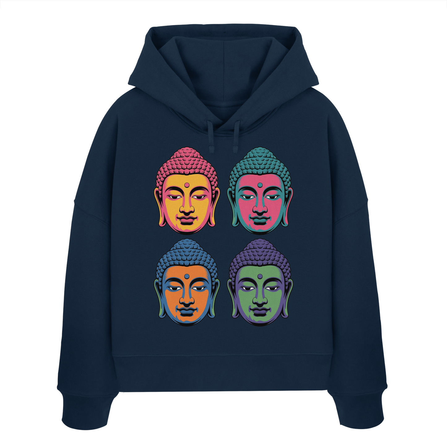 Buddha Köpfe Pop Art - Womens Organic Boxcut Hoodie