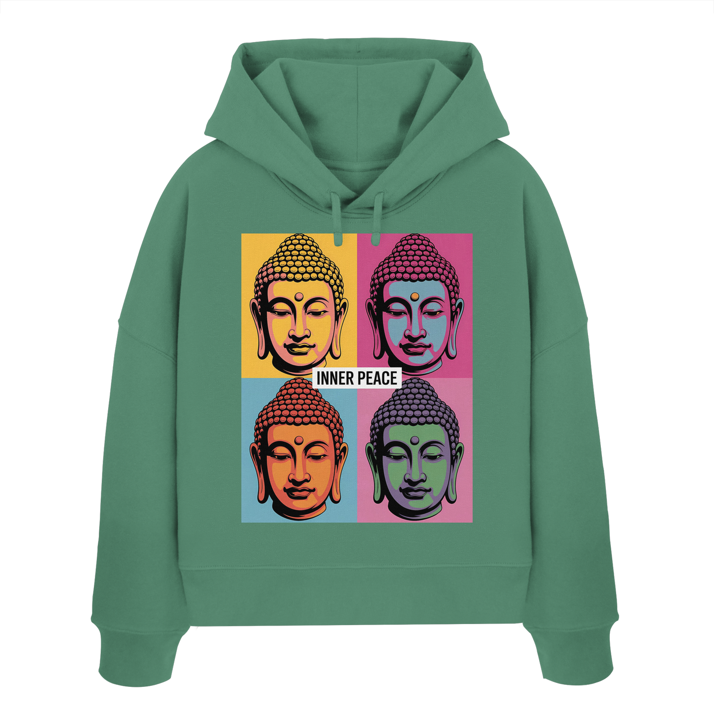 Inner Peace Pop Art Buddha - Womens Organic Boxcut Hoodie