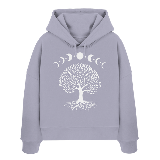 Mondphasen Lebensbaum - Womens Organic Boxcut Hoodie
