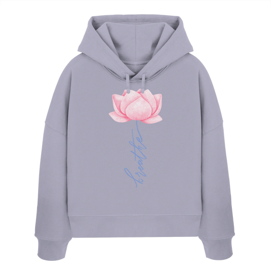 Breathe Lotus Flower - Womens Organic Boxcut Hoodie