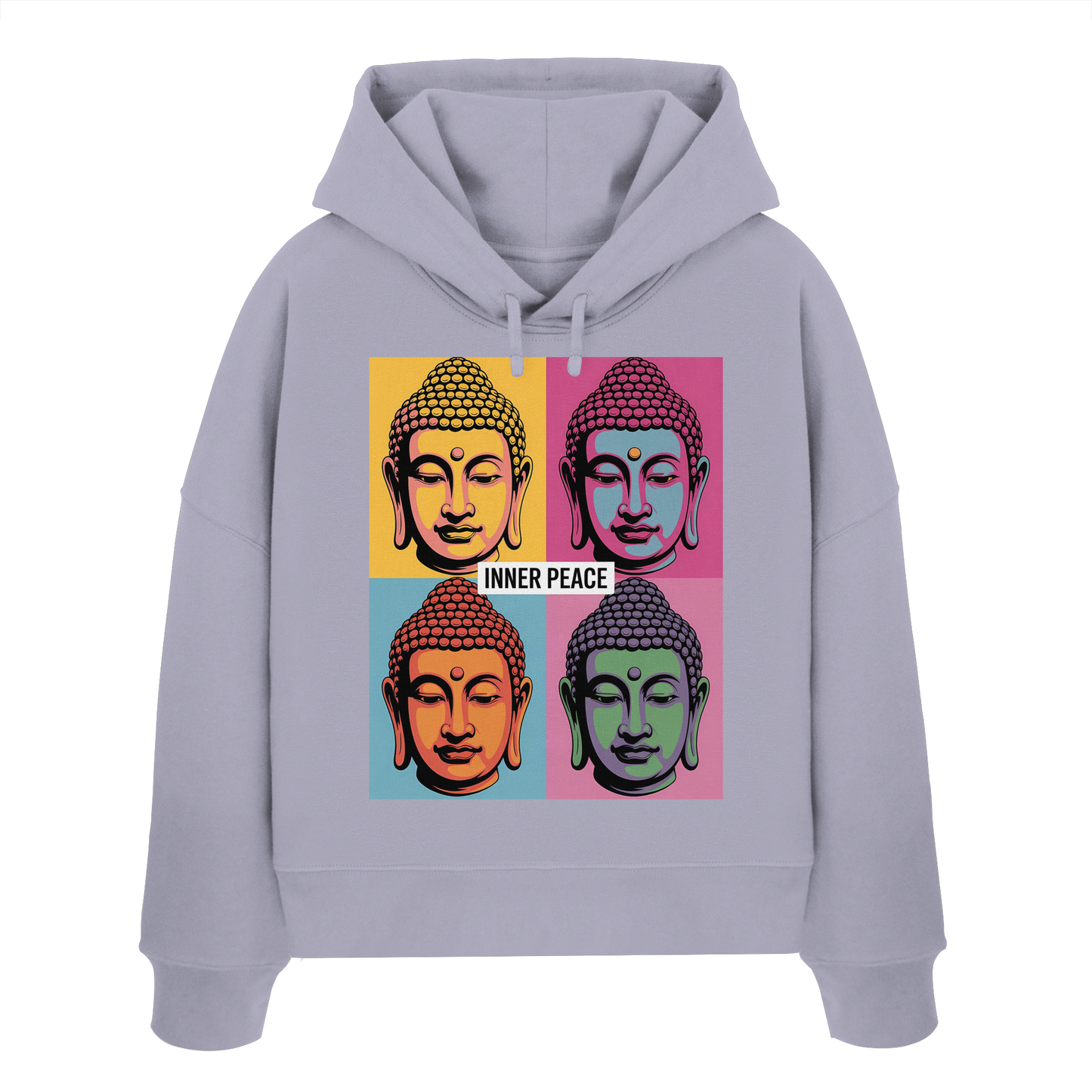Inner Peace Pop Art Buddha - Womens Organic Boxcut Hoodie