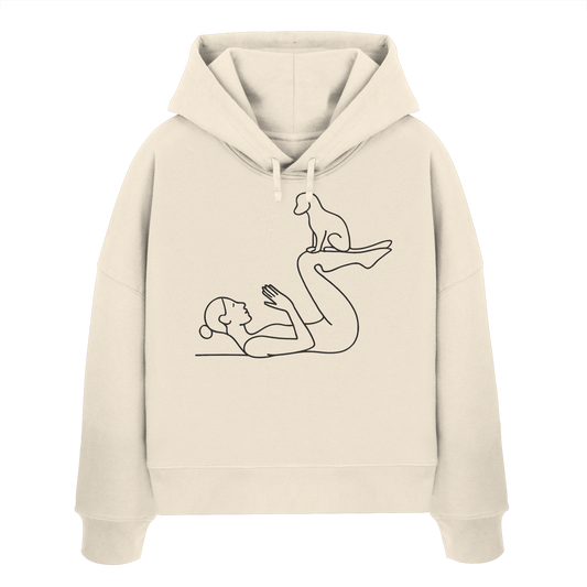 Yoga Frau mit Hund - Womens Organic Boxcut Hoodie