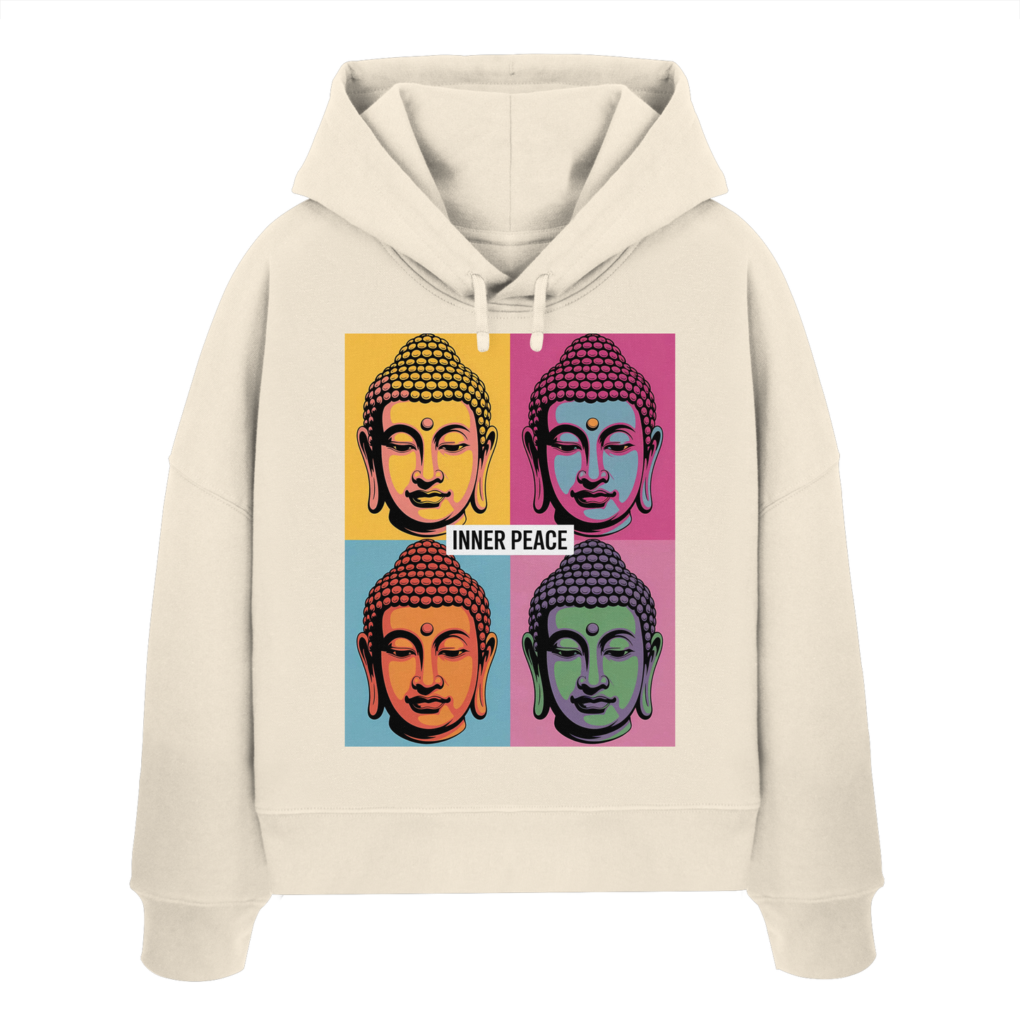 Inner Peace Pop Art Buddha - Womens Organic Boxcut Hoodie